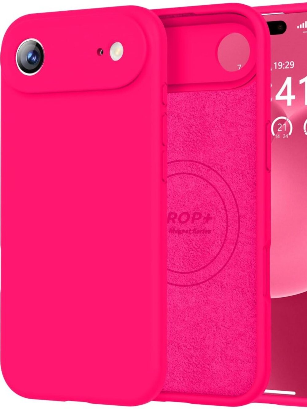iPhone 17 Air Magnetic Silicone Case MagSafe Camera Button Hot Pink